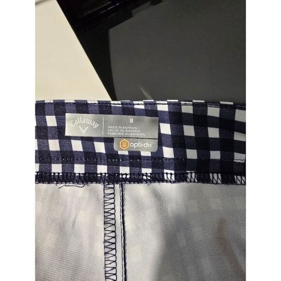Callaway Womens Navy & White Gingham Check Opti-Dri Golf Shorts Size 8 - Picture 5 of 7